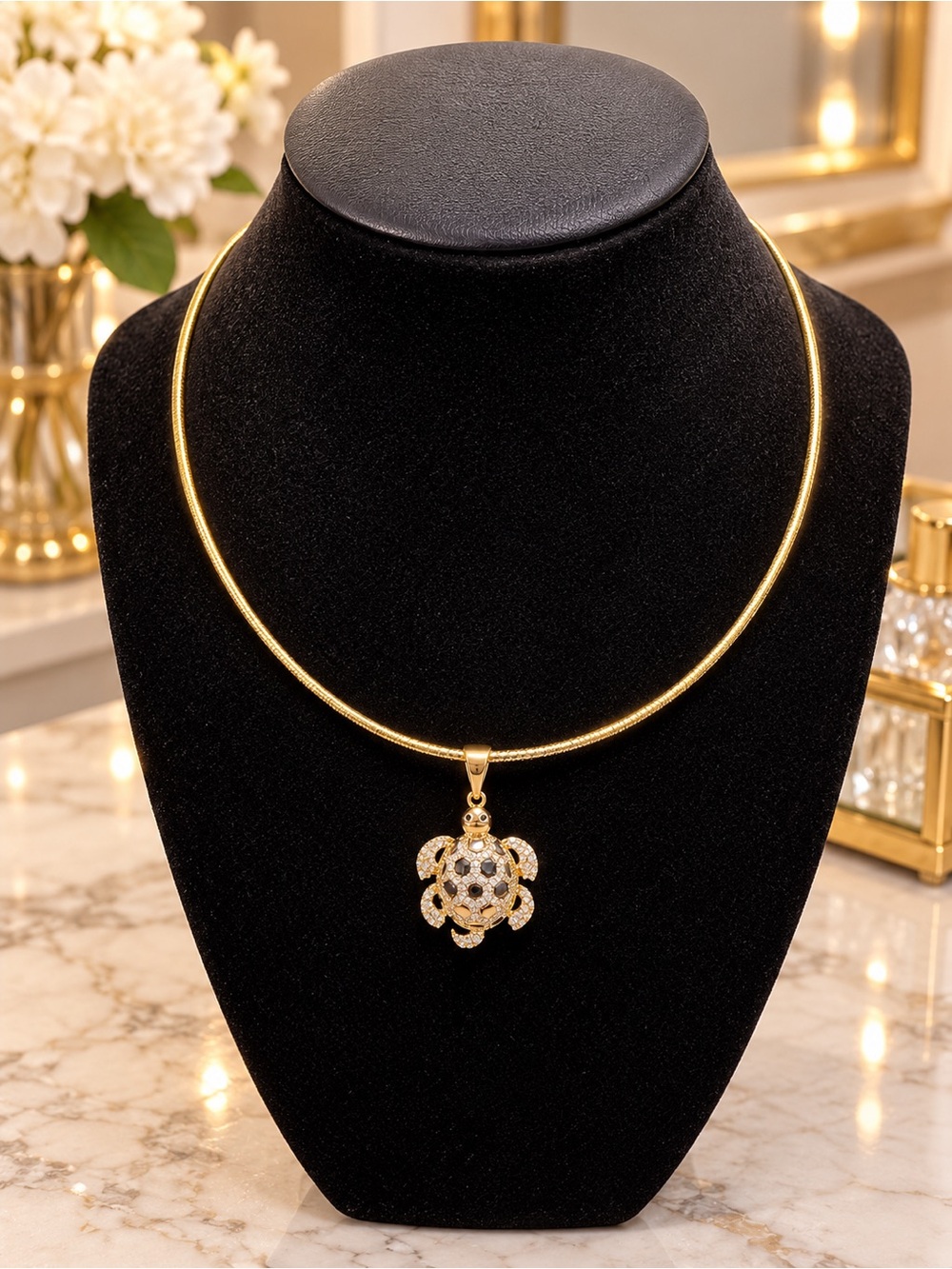 Gold plated Turtle Pendant Necklace - Elegant Women Jewelry